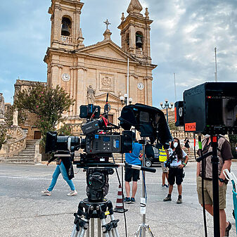 Photo of MAKA's camera in front of Nadur Church