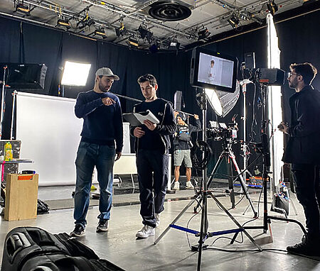 Candid picture of MAKA employees on set